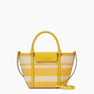 Kate Spade Cruise Medium Striped Straw Tote Crossbody Bag, Yellow.NEW condition.